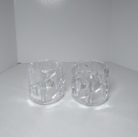 Deplomb Lead Crystal votive candle holder's set of 2 - Picture 2 of 6